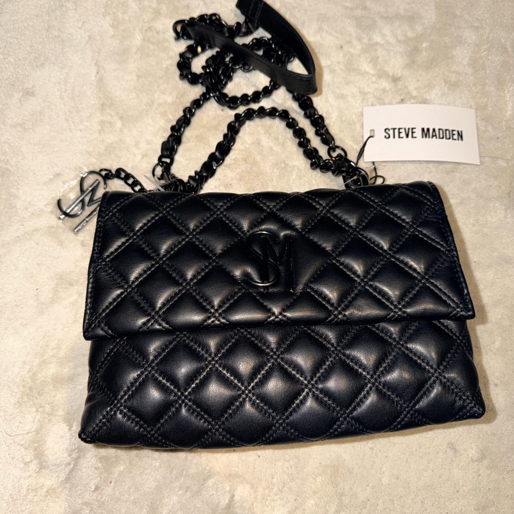 Steve Madden Black Quilted Crossbody Bag